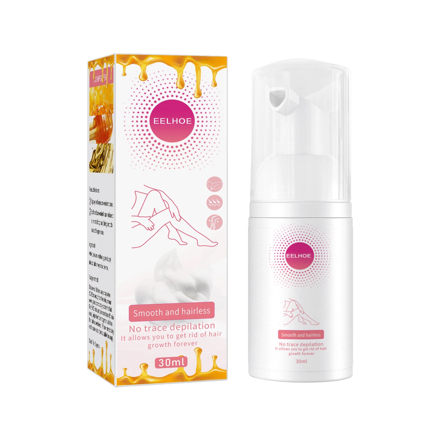 EELHOE Honey Mousse Hair Removal Spray Armpit Hair Moisturizing Moisturizing Foam Skin-Friendly And Non-irritating