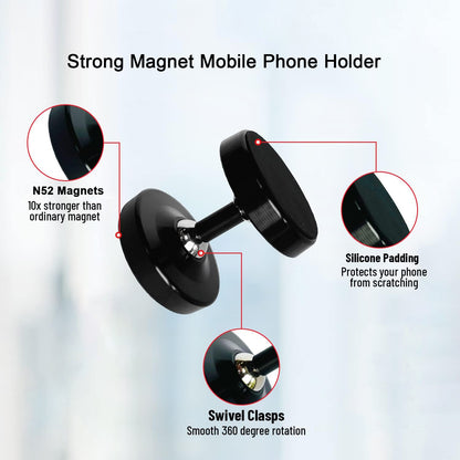 Dual-axis Alloy Dual-ball Magnetic Head Car Holder 720 Degree Car Dual-section Mobile Phone Holder Magnetic Navigation Mobile Phone Holder