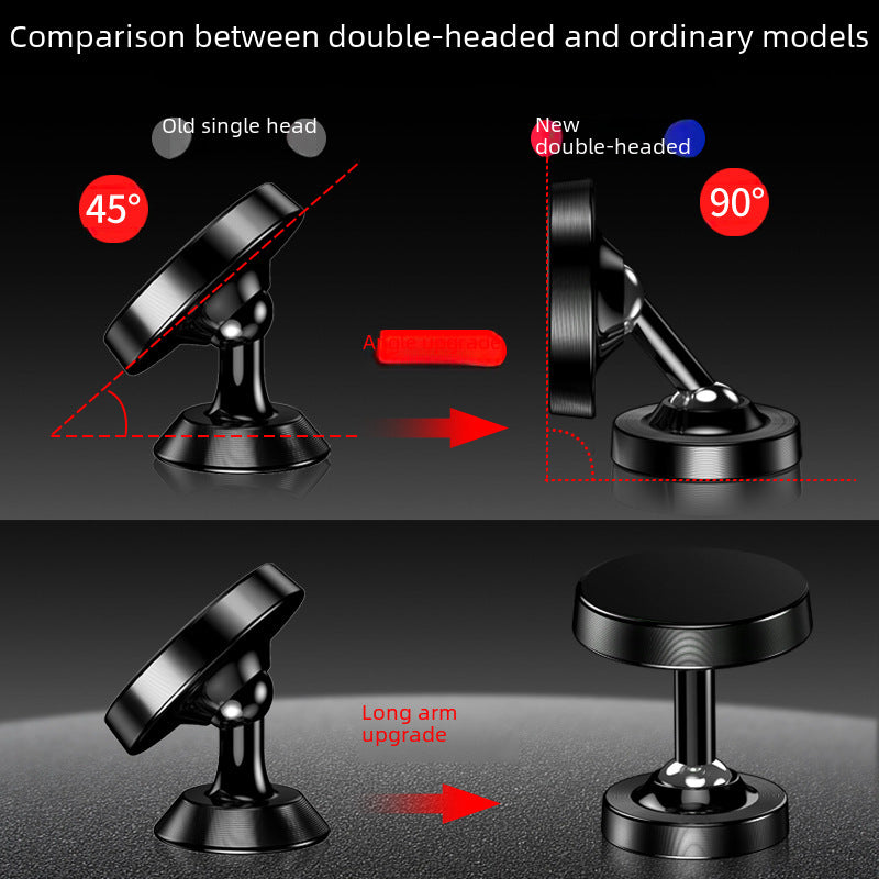 Dual-axis Alloy Dual-ball Magnetic Head Car Holder 720 Degree Car Dual-section Mobile Phone Holder Magnetic Navigation Mobile Phone Holder