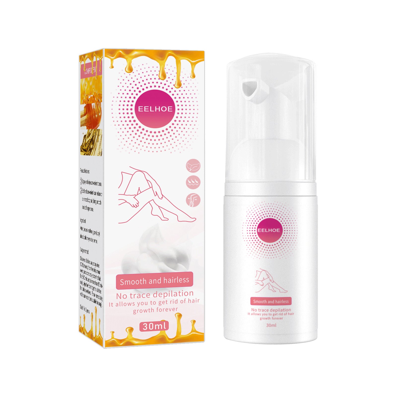 EELHOE Honey Mousse Hair Removal Spray Armpit Hair Moisturizing Moisturizing Foam Skin-Friendly And Non-irritating