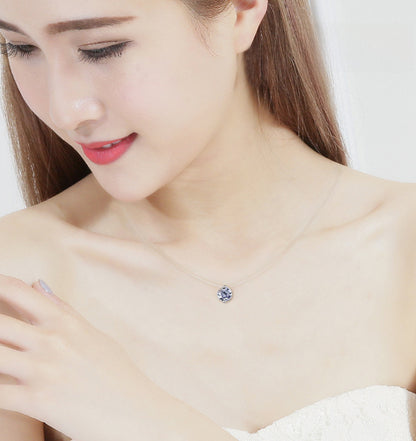 925 Silver Transparent Fishing Line Necklace Women&#039;s Clavicle Chain Elegant Invisible Mermaid Tears Single Diamond Pendant Summer New Necklace
