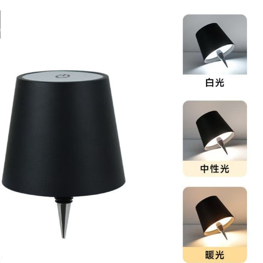 Plug-in Wine Bottle Lamp Three-color Dimming Metal Wine Bottle Table Lamp Rechargeable LED Luminous Table Lamp