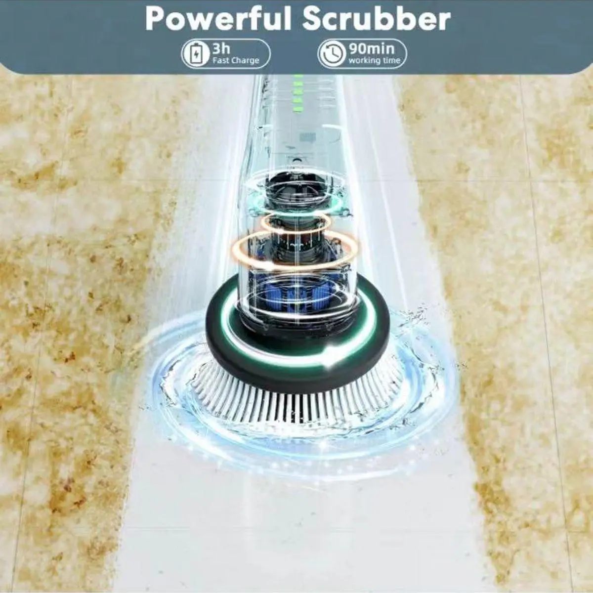 Electric rotary cleaning brush, shower brush cordless cleaning brush, adjustable extended handle 2 speed electric cleaning brush, suitable for bathroom, bathtub, tile, kitchen